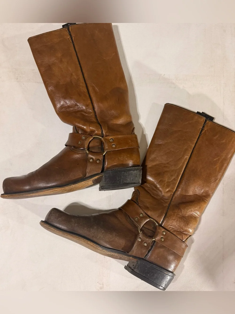 Frye Brown Leather Harness Rich Brown Size-10 Boots Style #63087